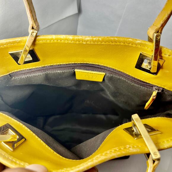 Gucci by Tom Ford Jacquard Blue Tote Silk Scarf Print Gold Tone Hardware - Picture 5 of 9